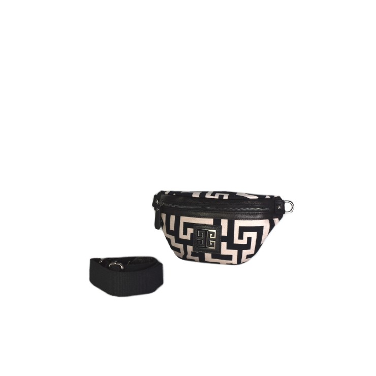 DORIS Small - CLASSIC Pattern - Εκρού/Μαύρο - EL Βαμβακερός Ιμάντας - Τσάντας Μέσης