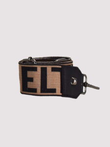 AMMOS - CLASSIC Pattern - Camel Diagonal - EL Strap - Shoulder Bag - EL LOGO - Mocha/Black