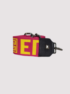 DORIS (G) - Embossed LEATHER - CLASSIC Pattern - Black - EL Strap - Belt Bag - EL LOGO - Fuchsia/Yellow