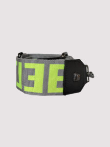 CHRONOS - Embossed LEATHER - CLASSIC Pattern - Black - EL Strap - Crossbody Bag - EL LOGO - Grey/Fluo Lime