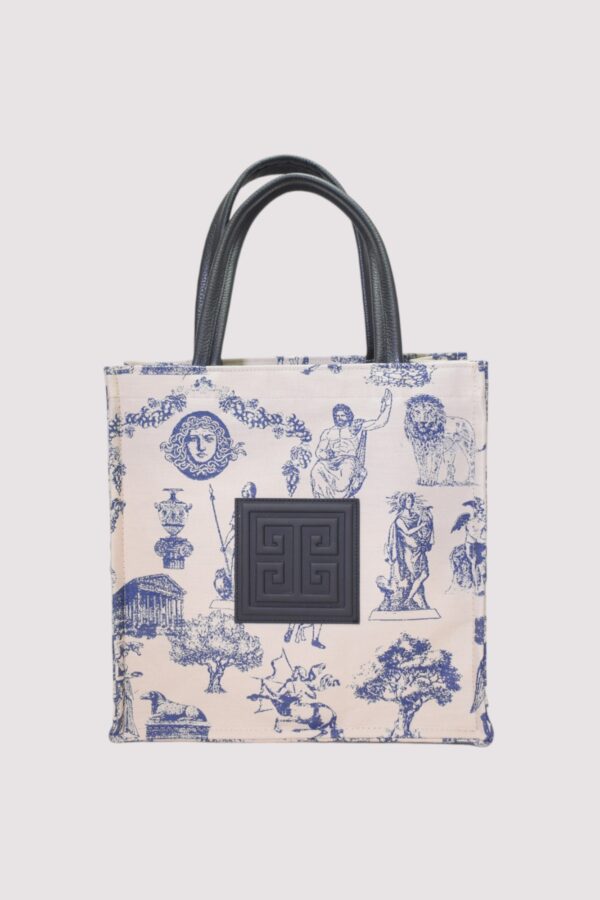 KYMA SMALL - TOILE MYTHOLOGY Pattern - Μπεζ/Μπλε - Τσάντα Shopper